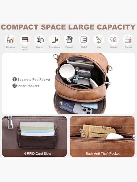 Mini Backpack Purse for Women, Vegan Leather RFID Blocking, Convertible Handbag main image 6